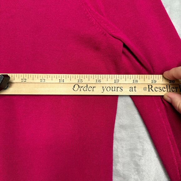 Chicos Sweater Womens Small Pink V Neck 3/4 Raglan Sleeve Rhinestone Thin Knit - Picture 9 of 11